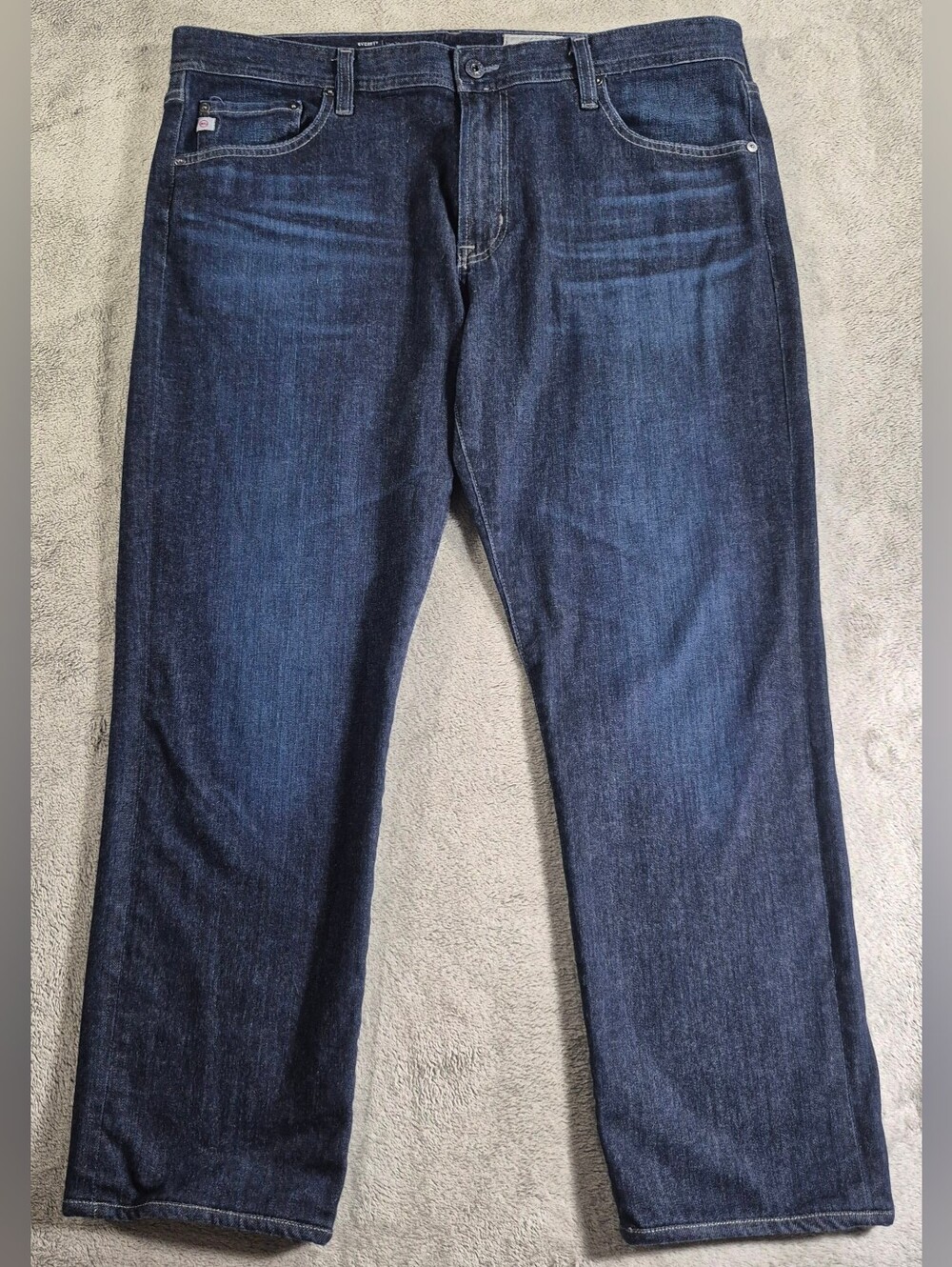 Ag Adriano Goldschmied Men's Straight Jeans in Dark Blue Denim